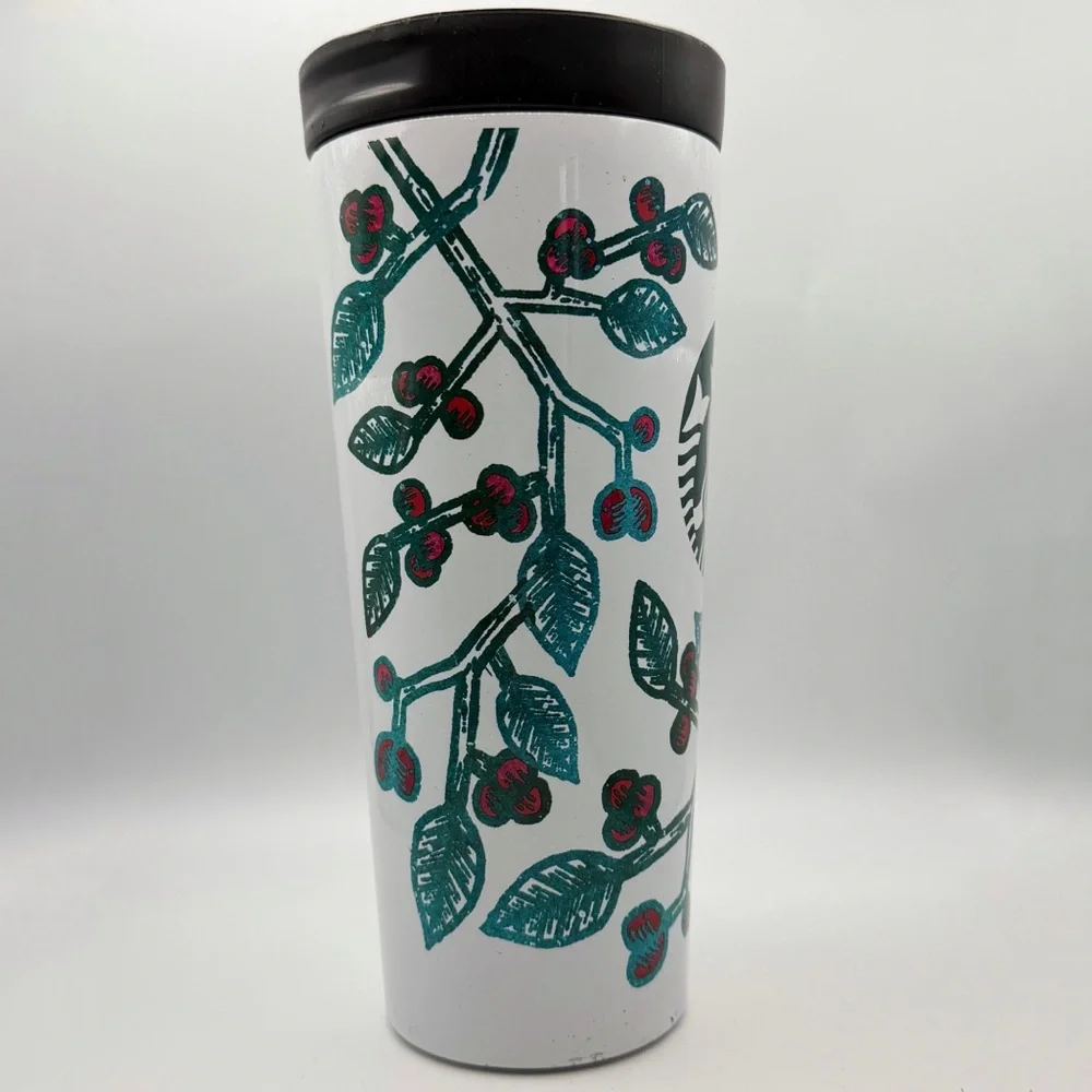 Starbucks 2016 holiday insulated stainless steel tumbler White Holly Berry 16 oz